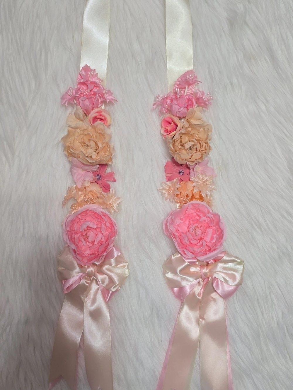 Floral Ribbon Sash for Kids - Pink & Peach